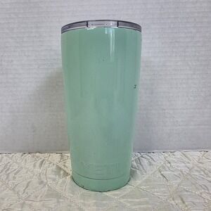 YETI Rambler 20 oz Tumbler With Lid Seafoam Green Painted And Chipped Paint